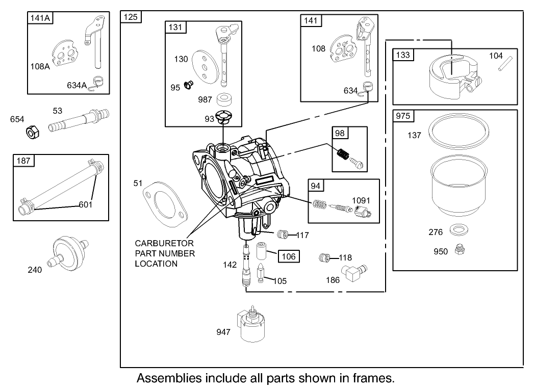Carburetor Assembly  Engine Briggs and Stratton 286H77-0165-E1