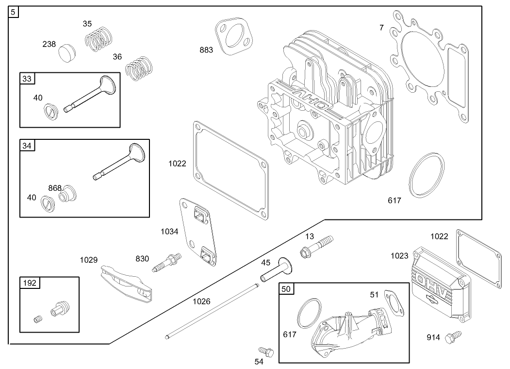 Cylinder Head Assembly Briggs and Stratton 286H77-0165-E1