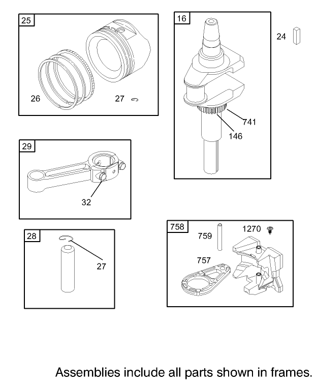 Crankshaft Assembly Briggs and Stratton 286H77-0165-E1
