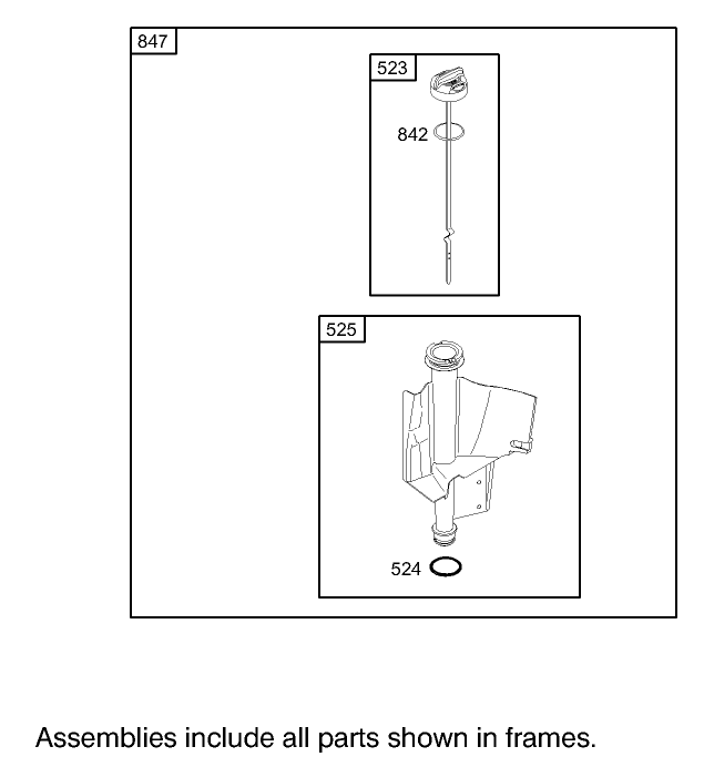 Oil Filter, Tube and Pump Assembly Briggs and Stratton 286H77-0165-E1