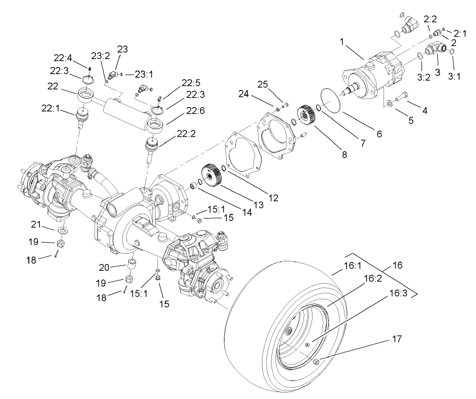 Rear Axle and Tire Assembly