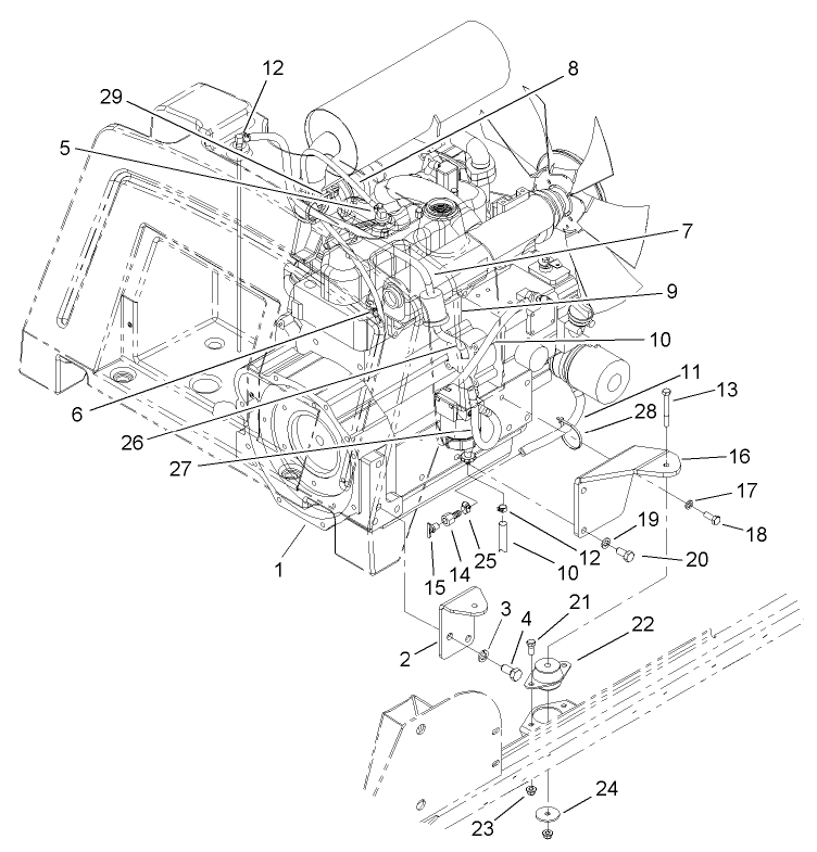 Engine and Mount Assembly