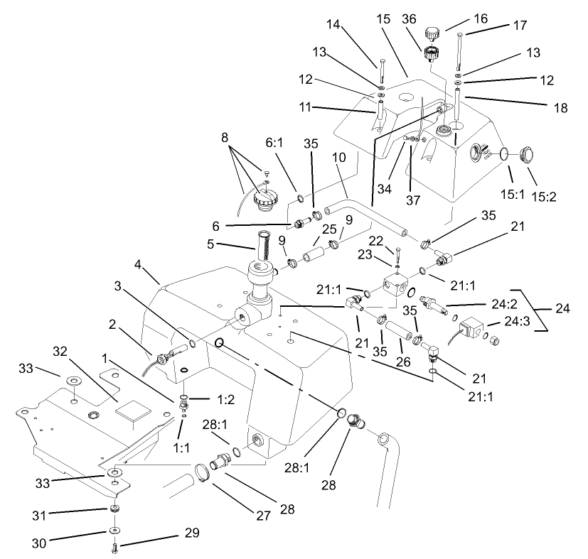 Hydraulic Reservoir and Leak Detector Assembly