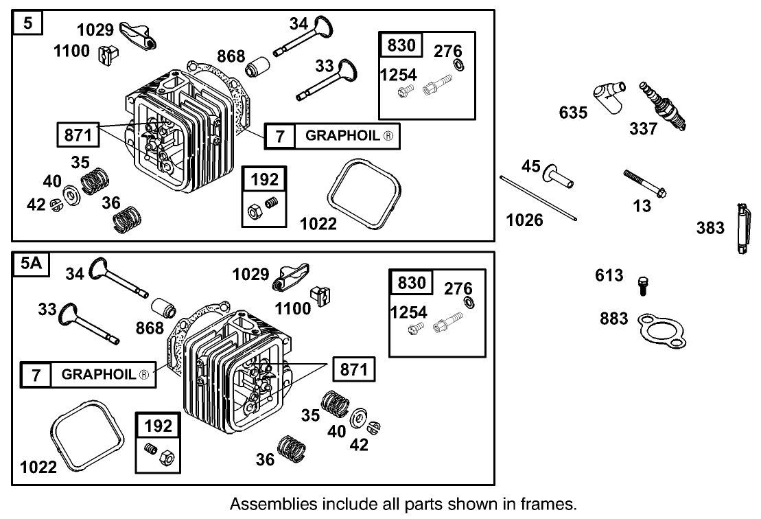 Cylinder Head Assembly Briggs and Stratton Model 350447-1331-E1