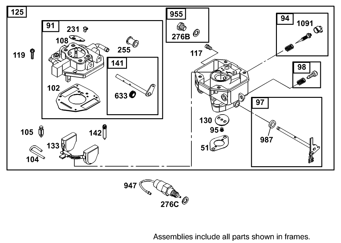 Carburetor Assembly Briggs and Stratton Model 350447-1331-E1