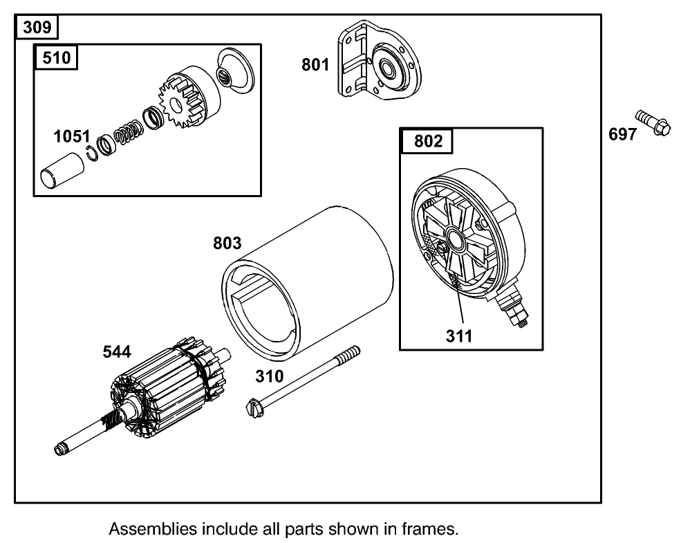 Starter Assembly Briggs and Stratton Model 350447-1331-E1