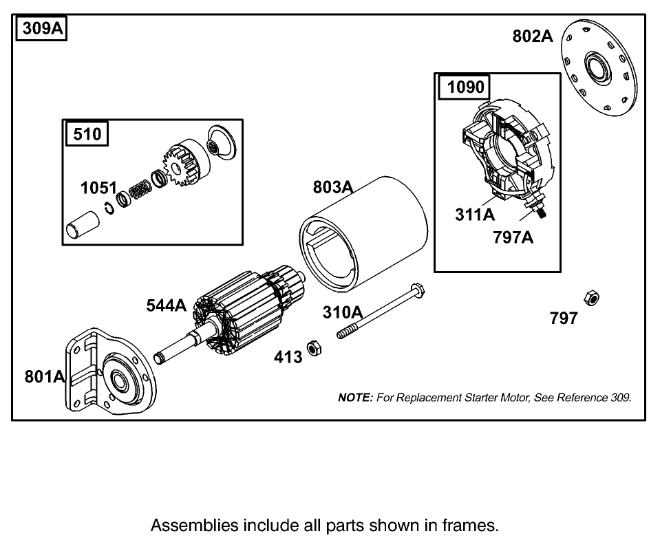 Starter Assembly Briggs and Stratton Model 350447-1331-E1