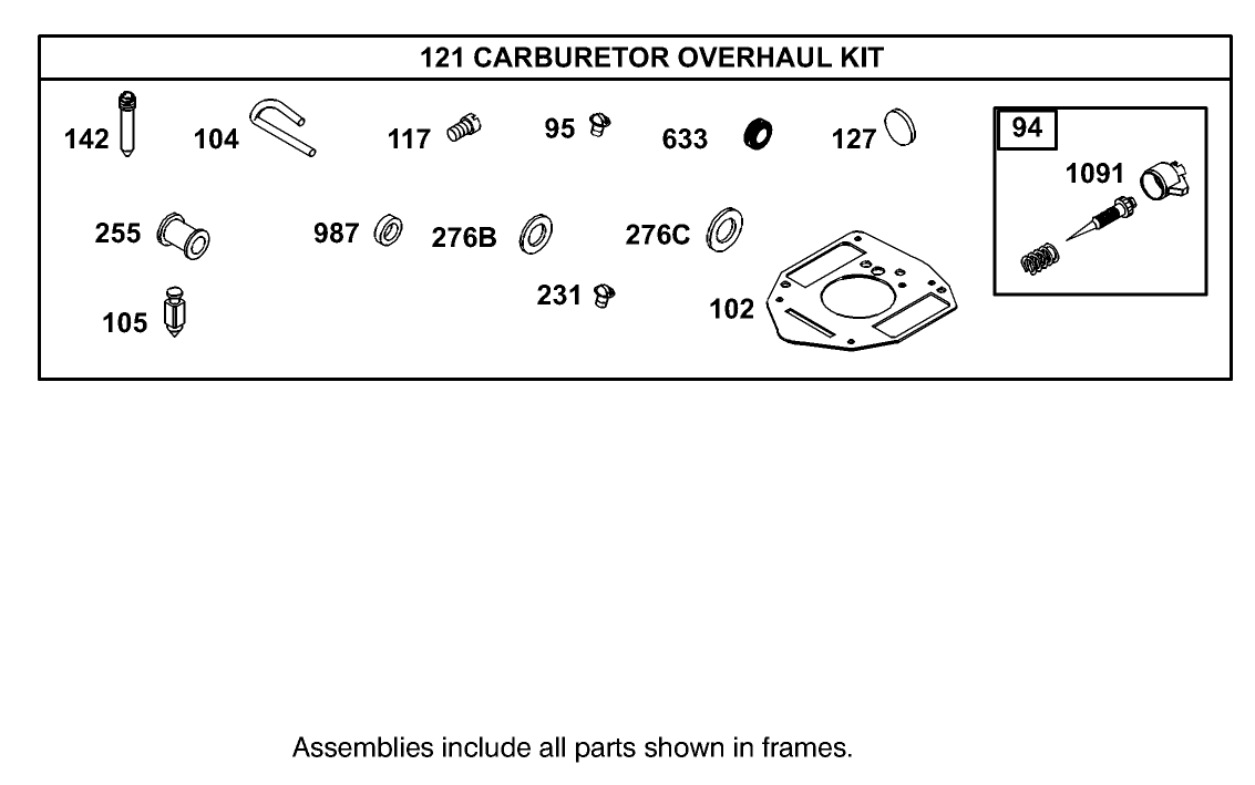Carburetor Overhaul Kit Assembly Briggs and Stratton Model 350447-1331-E1