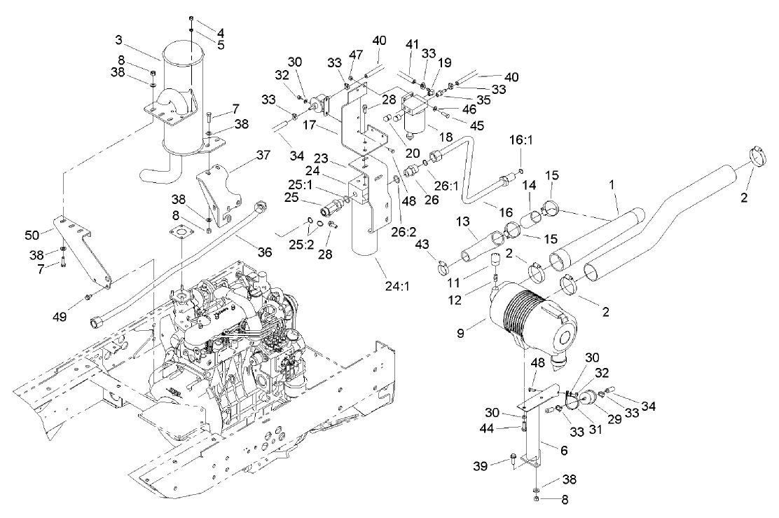 Hydraulic Filter, Filter Pump, Fuel Filter and Air Cleaner Assembly