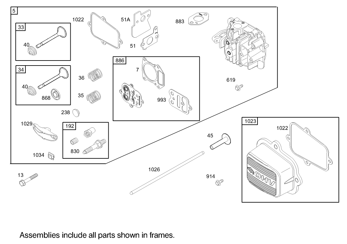 Cylinder Head Assembly Briggs and Stratton Model 122607-0116-E1