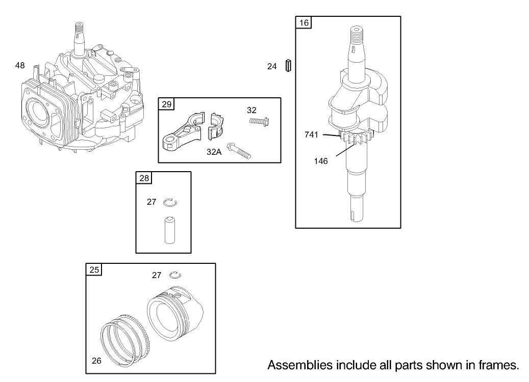 Crankshaft Assembly Briggs and Stratton Model 122607-0116-E1