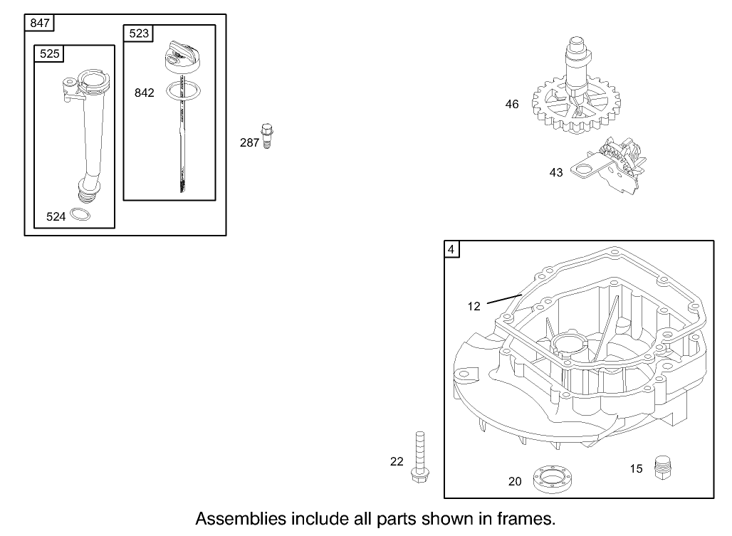 Crankcase Assembly Briggs and Stratton Model 122607-0116-E1