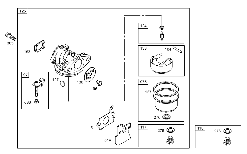 Carburetor Assembly Briggs and Stratton Model 122607-0116-E1