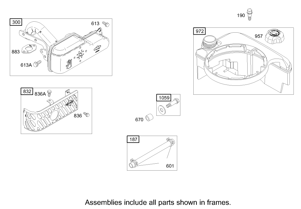 Muffler and Fuel Tank Assembly Briggs and Stratton Model 122607-0116-E1