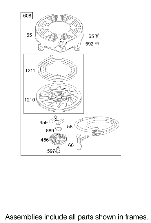 Starter Assembly Briggs and Stratton Model 122607-0116-E1