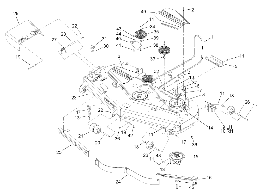 Parts – Z557 Z Master, With 72in TURBO FORCE Side Discharge Mower