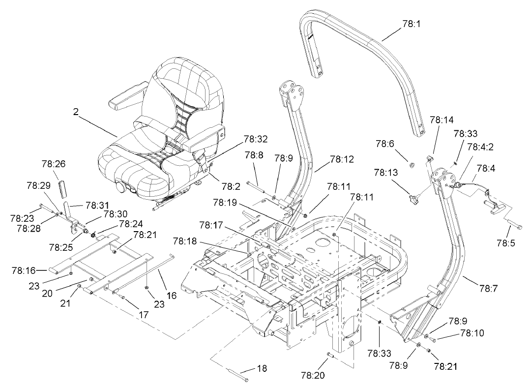 Seat and Roll-Over-Protection-System Assembly