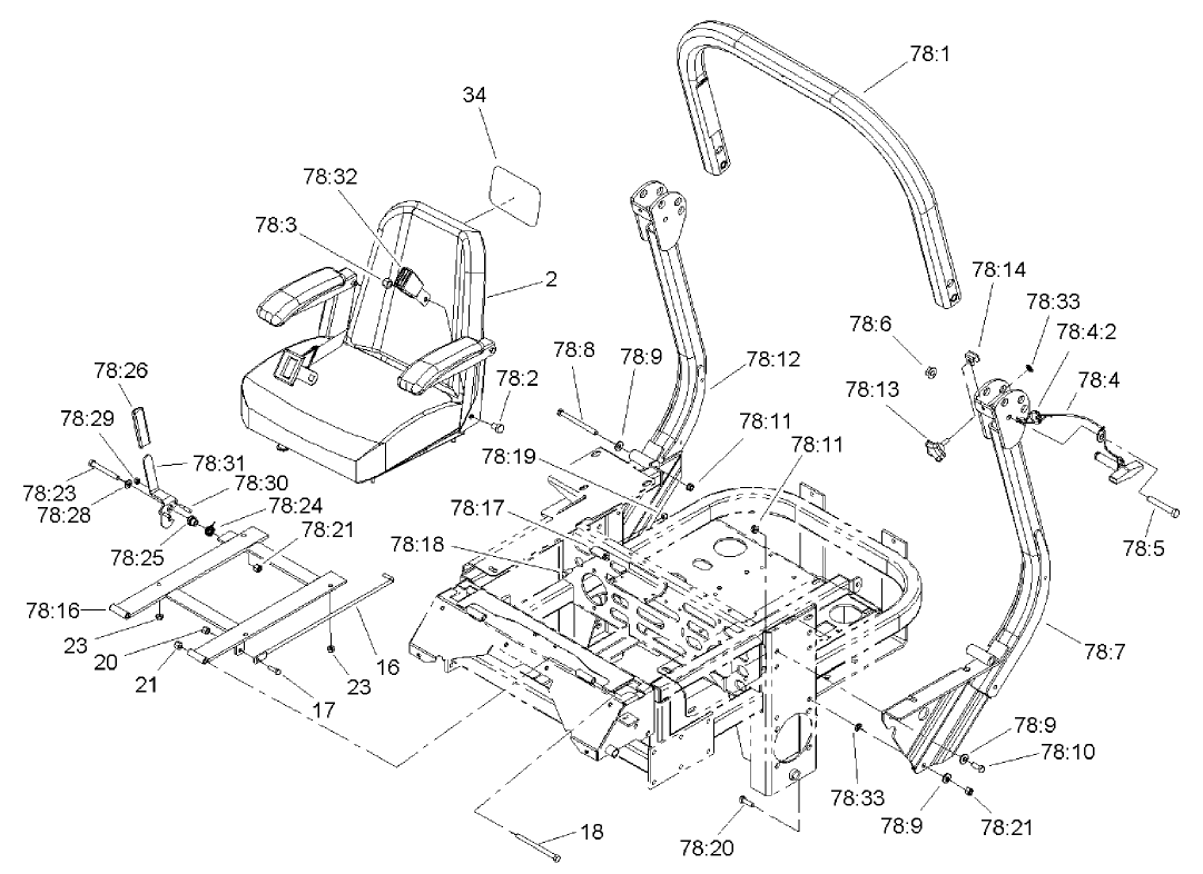 Seat and Roll-Over-Protection-System Assembly