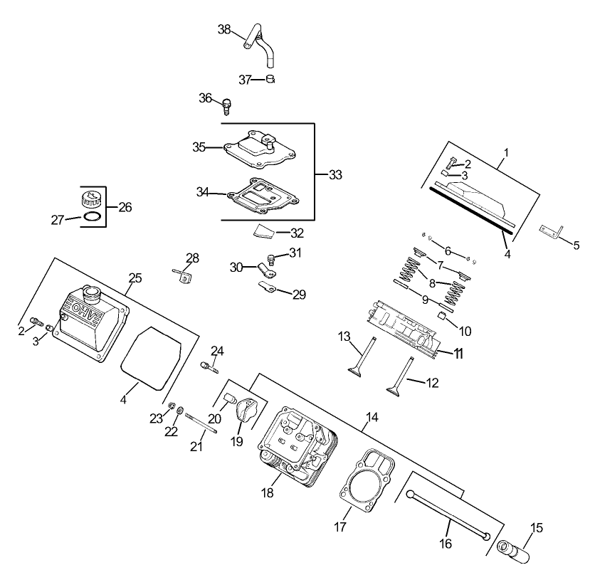 Group 4-Head/Valve/Breather Assembly Kohler CH740-0007