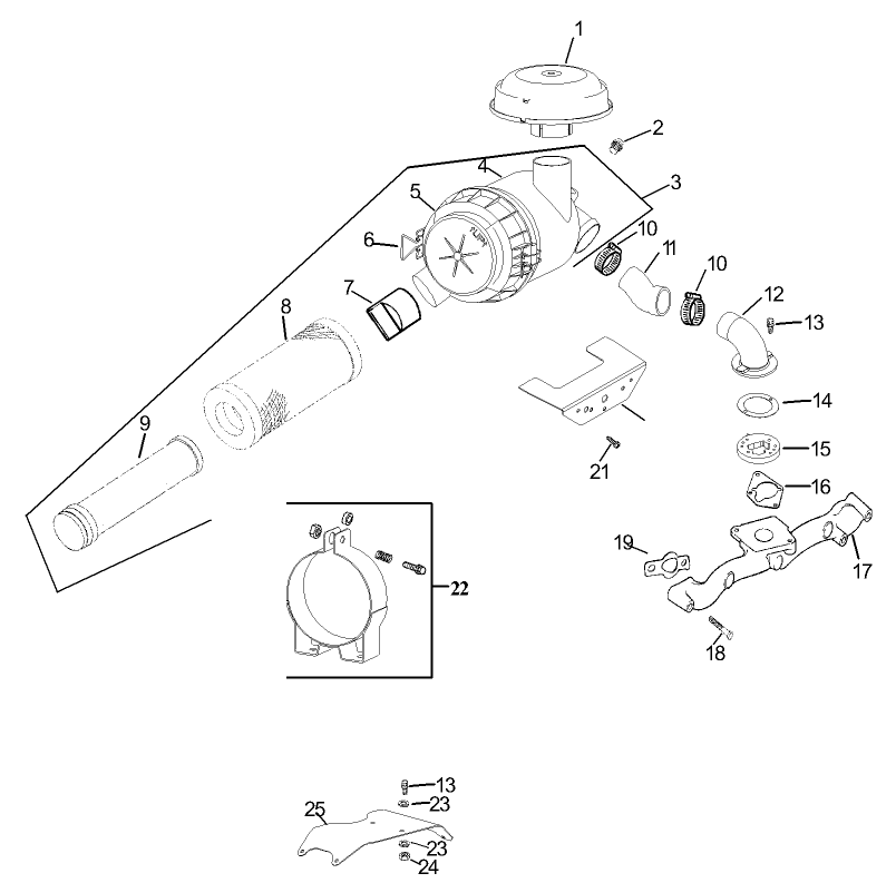 Group 10-Air Intake/Filtration Assembly Kohler CH740-0007