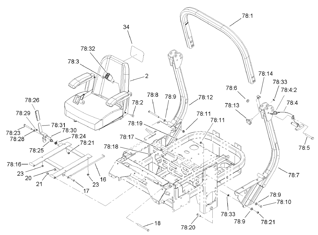 Seat and Roll-Over-Protection-System Assembly