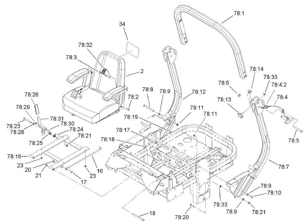 Seat and Roll-Over-Protection-System Assembly