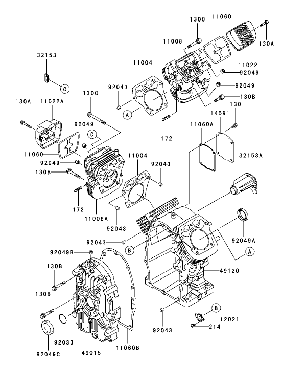 Cylinder/Crankcase Assembly Kawasaki FH721D-AS05