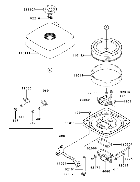 Air Filter/Muffler Assembly Kawasaki FH721D-AS05