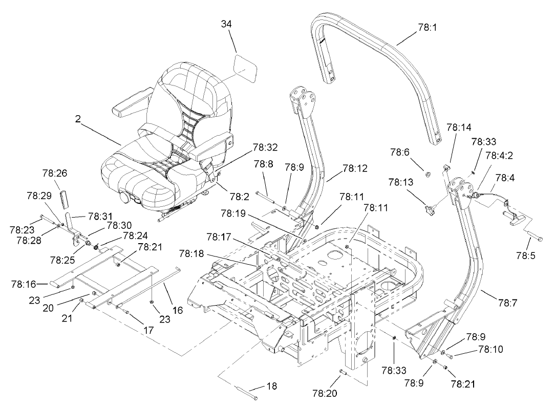 Seat and Roll-Over-Protection-System Assembly