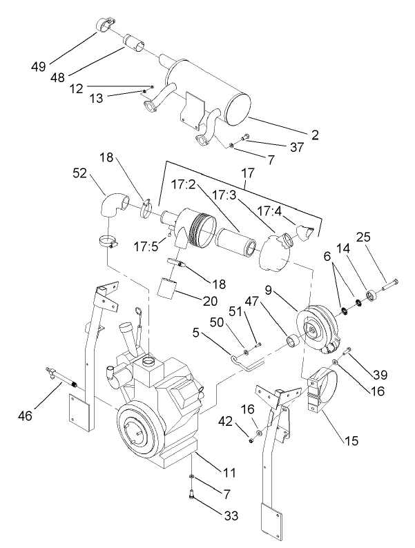 Engine, Clutch, Air Cleaner and Muffler Assembly
