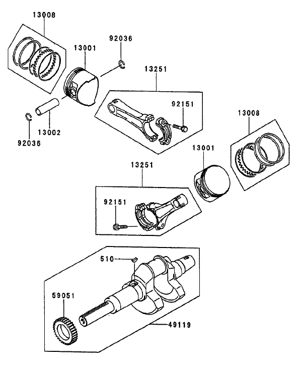 Piston/Crankshaft Assembly Kawasaki FD750D-AS03