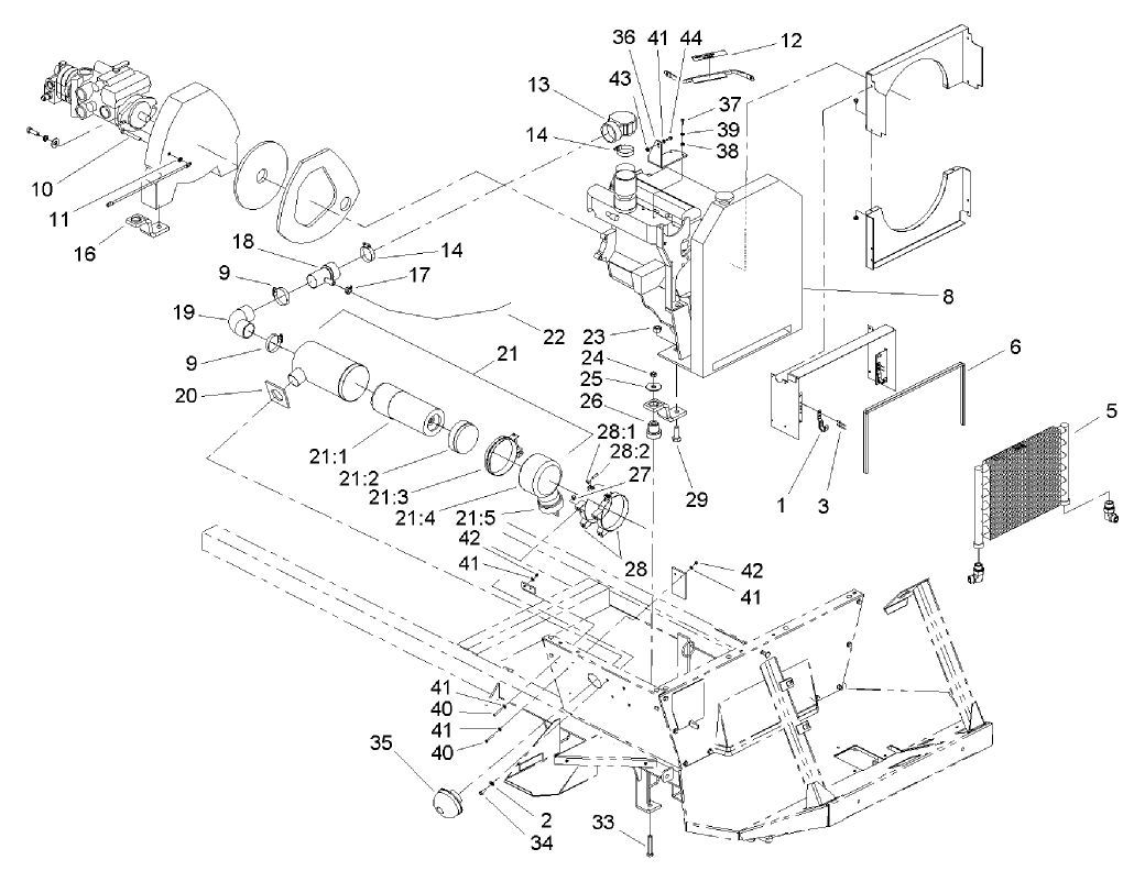 Engine, Oil Cooler and Air Cleaner Assembly