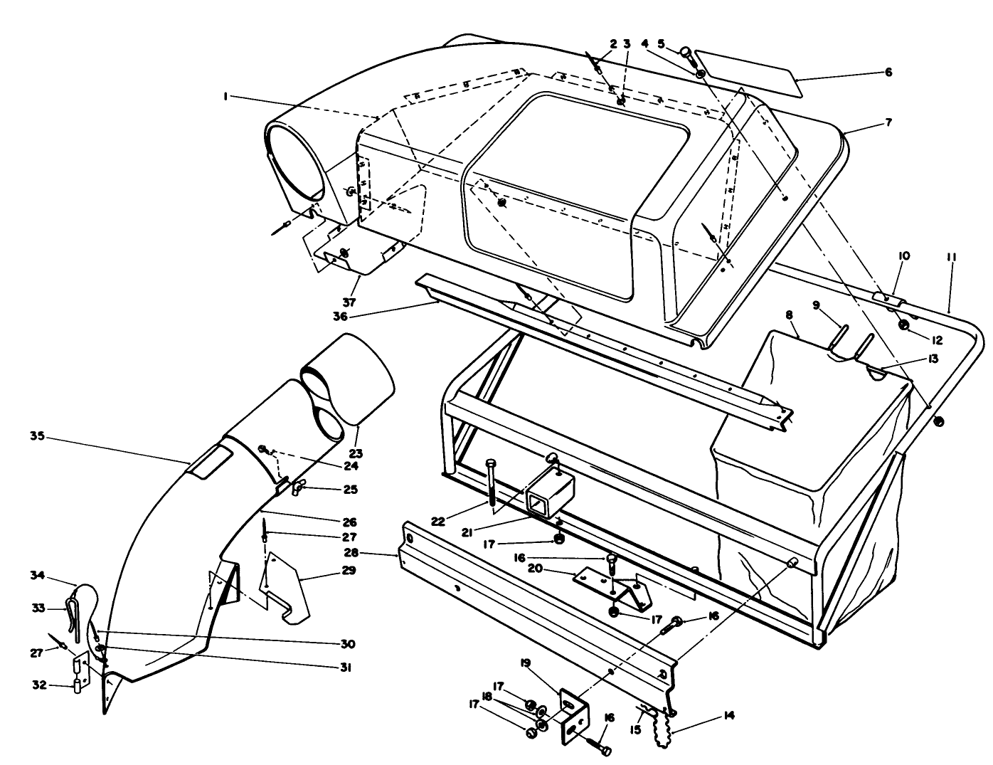 Twin Bagger Grass Catcher Model No. 59122 (optional)
