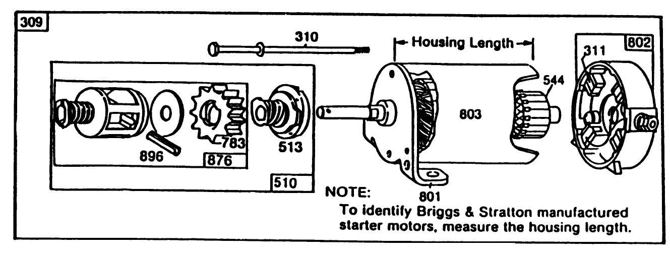 Briggs & Stratton Starter Motor Assembly 8 H.p. Rear Engine Rider Model 56150 & 11 H.p. Rear Engine Rider Model 56170