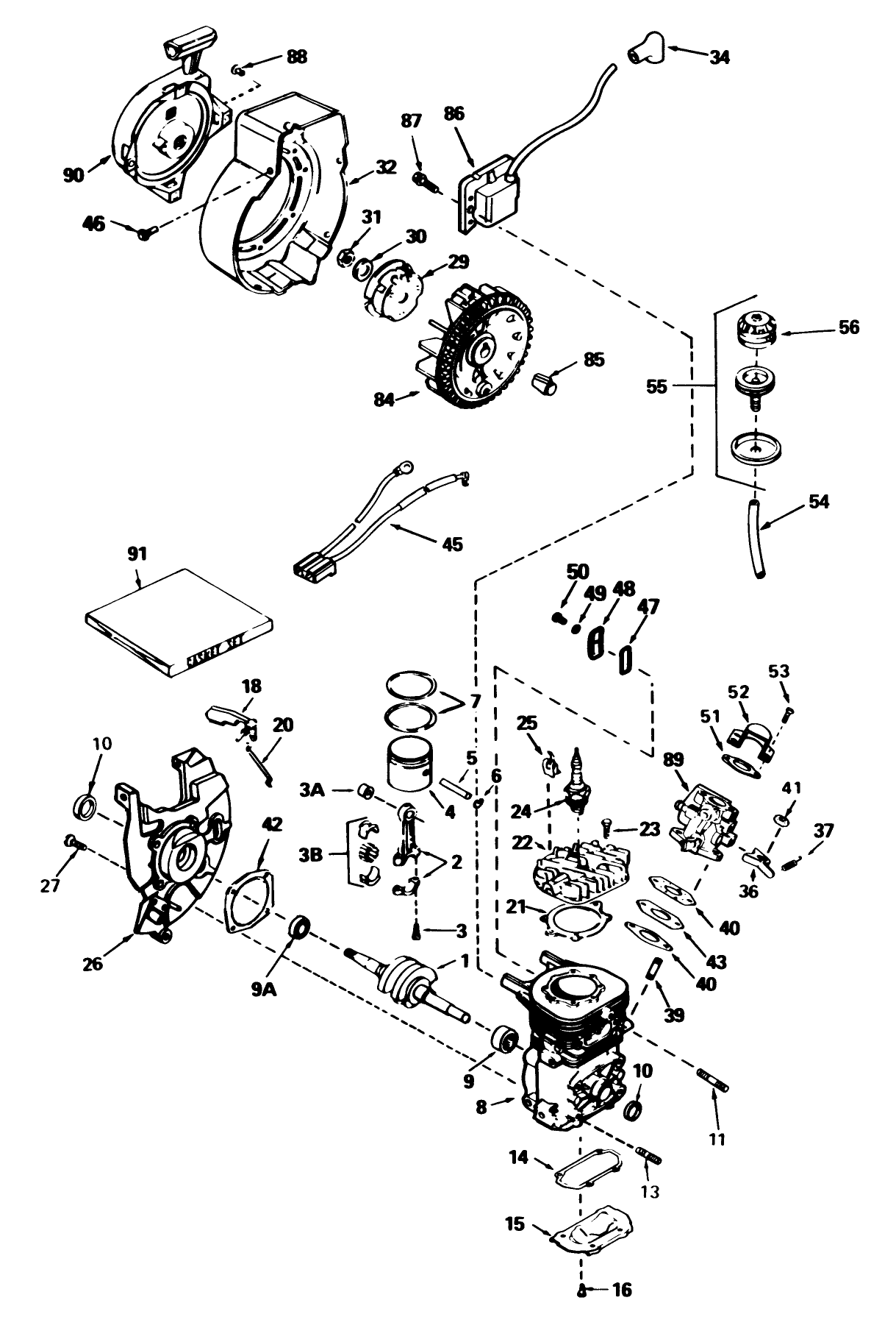 Engine Tecumseh Model No. Ah-600 Type 1647-M (model No. 38110c)