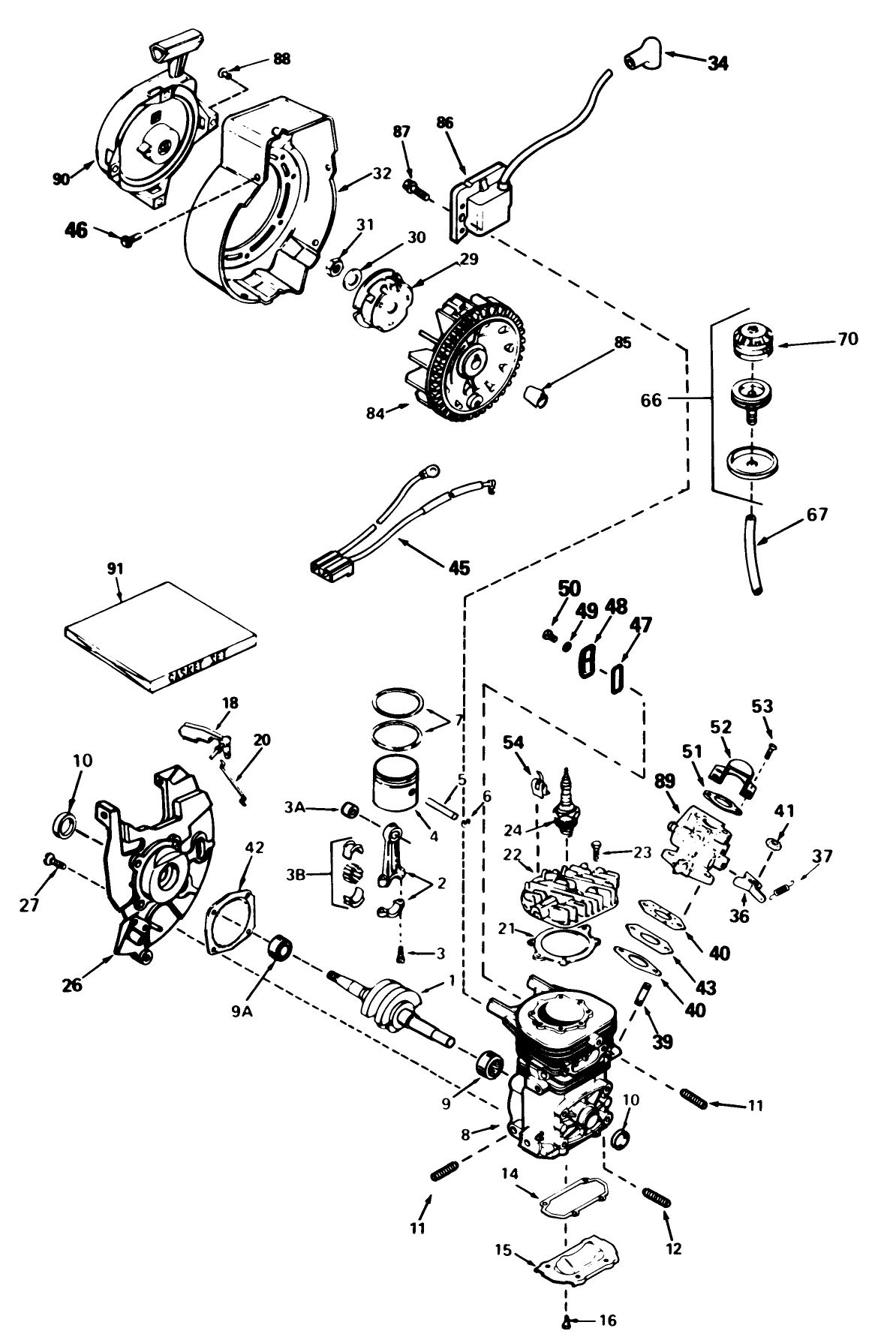 Engine Tecumseh Model No. Ah-600 Type 1648-M (models No. 38115c)