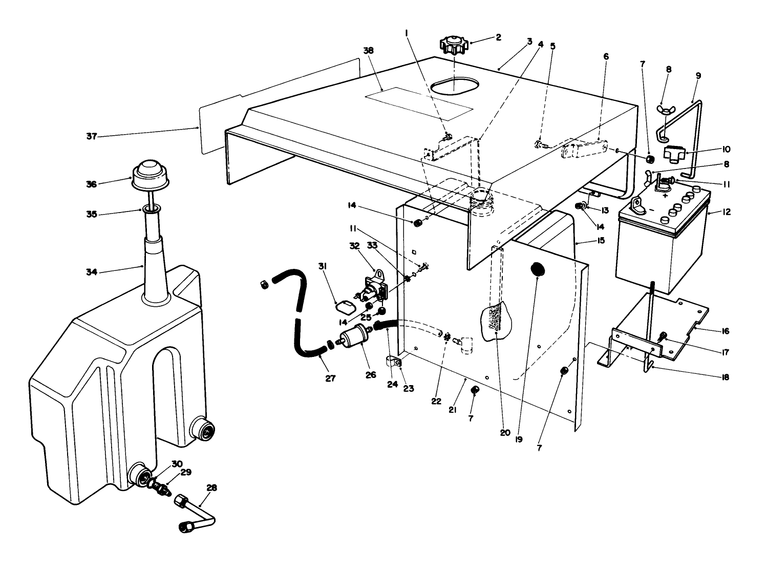 Hood-Gas & Hydraulic Tank Assembly