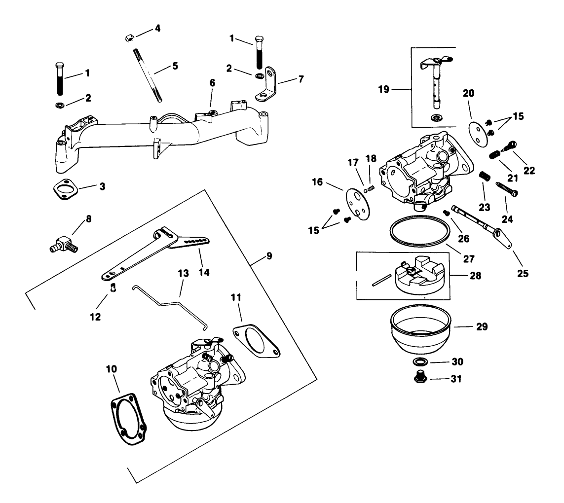 Carburetor Kohler Engine Model No. Kt1 7qs Type No. 24324