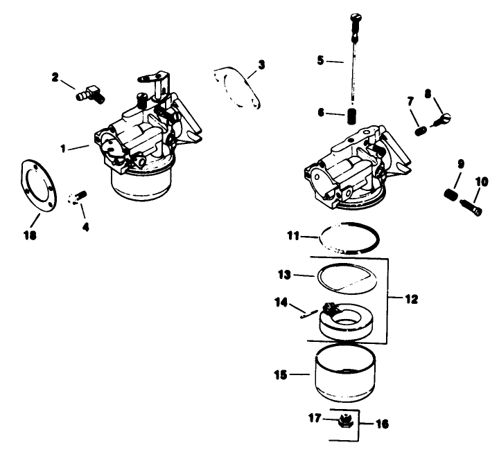 Carburetor-Engine Model No. M16s Spec No. 711512 (continued)