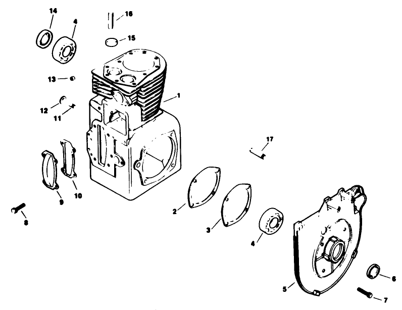 Crankcase-Engine Model No. M16s Spec No. 711512 (continued)