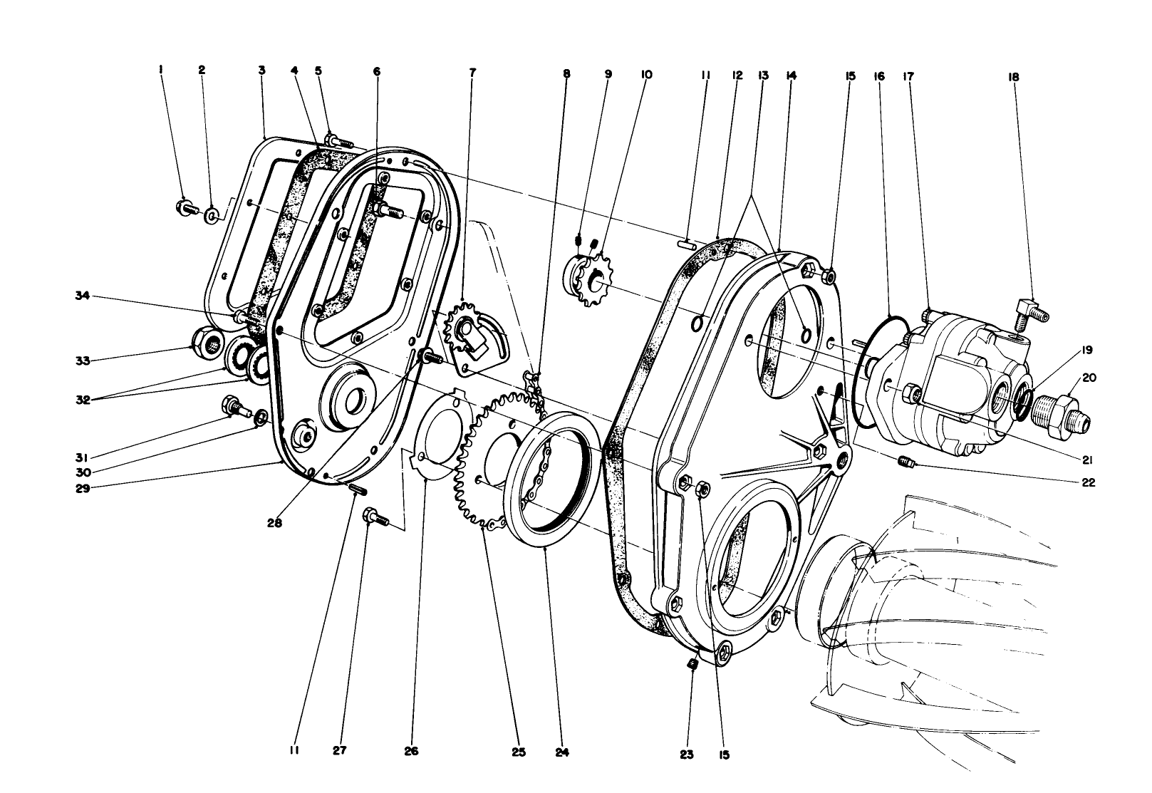 Chain Case And Gear Motor Assembly