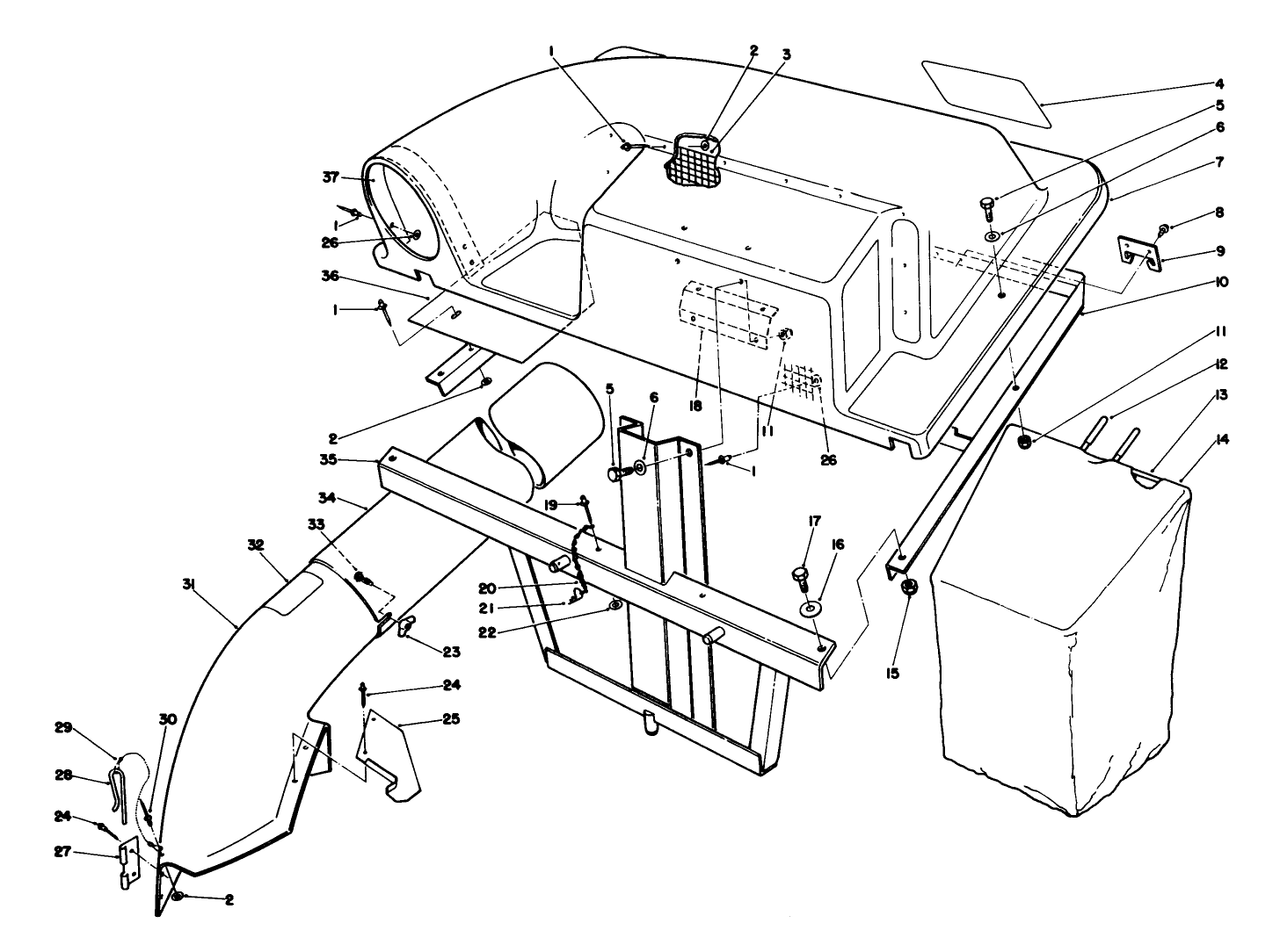 Twin Bagger Grass Catcher Model No. 59184 (optional)
