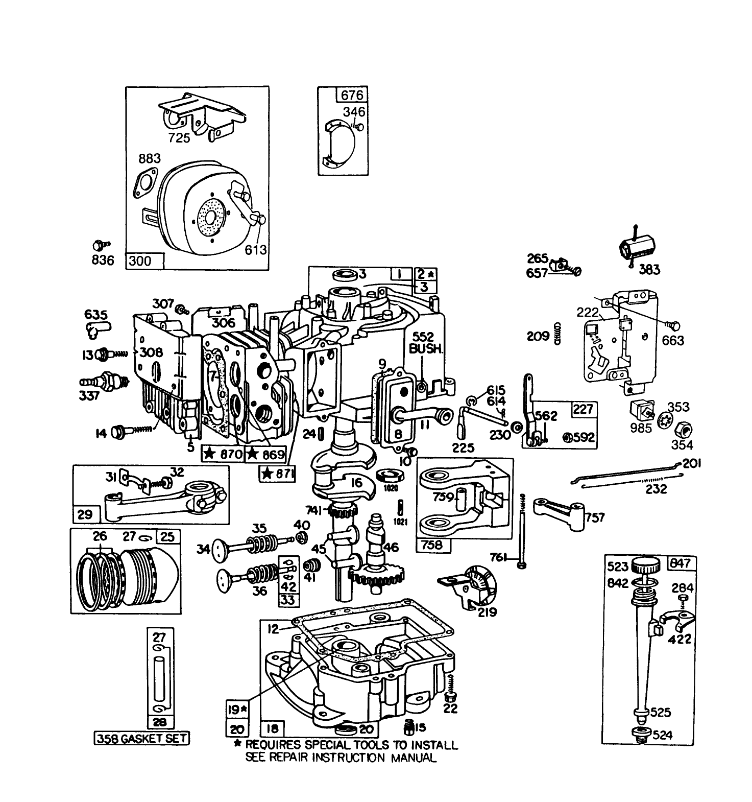 Engine Briggs & Stratton Model No. 191707-2161-01 8 H.p. Rear Engine Rider Recoil Model 56145