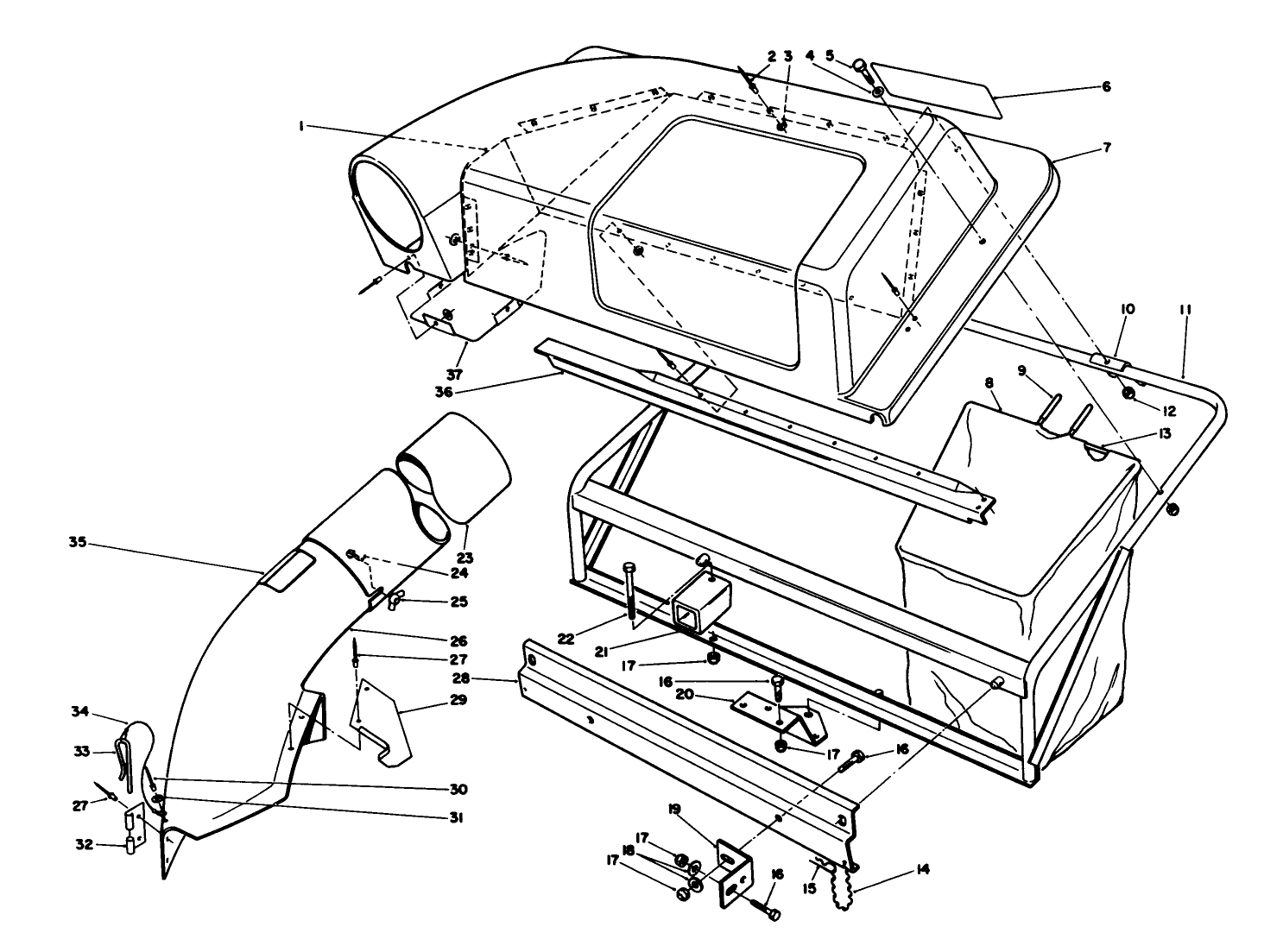 Twin Bagger Grass Catcher Model No. 59122 (optional)