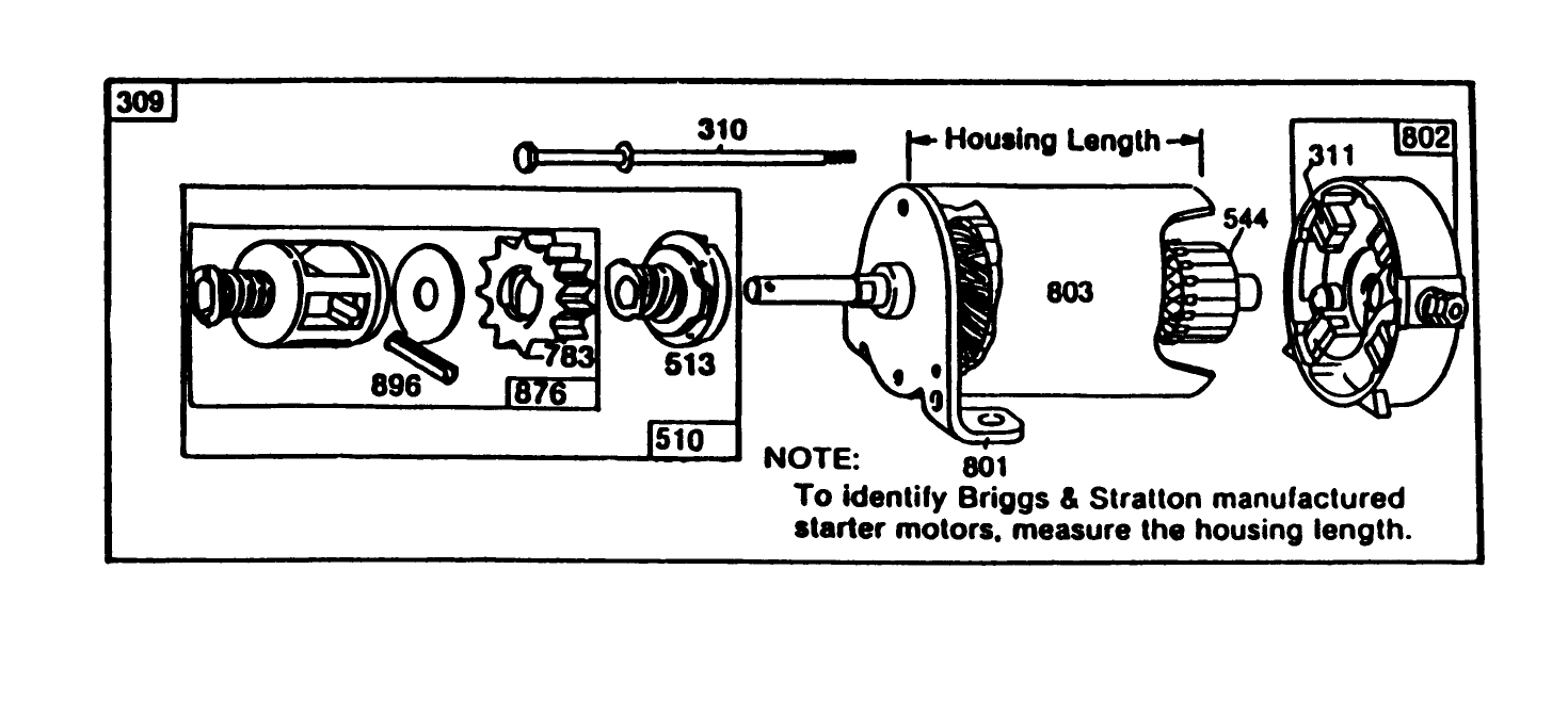 Briggs & Stratton Starter Motor Assembly 8 H.p. Rear Engine Rider Electric Model 56150