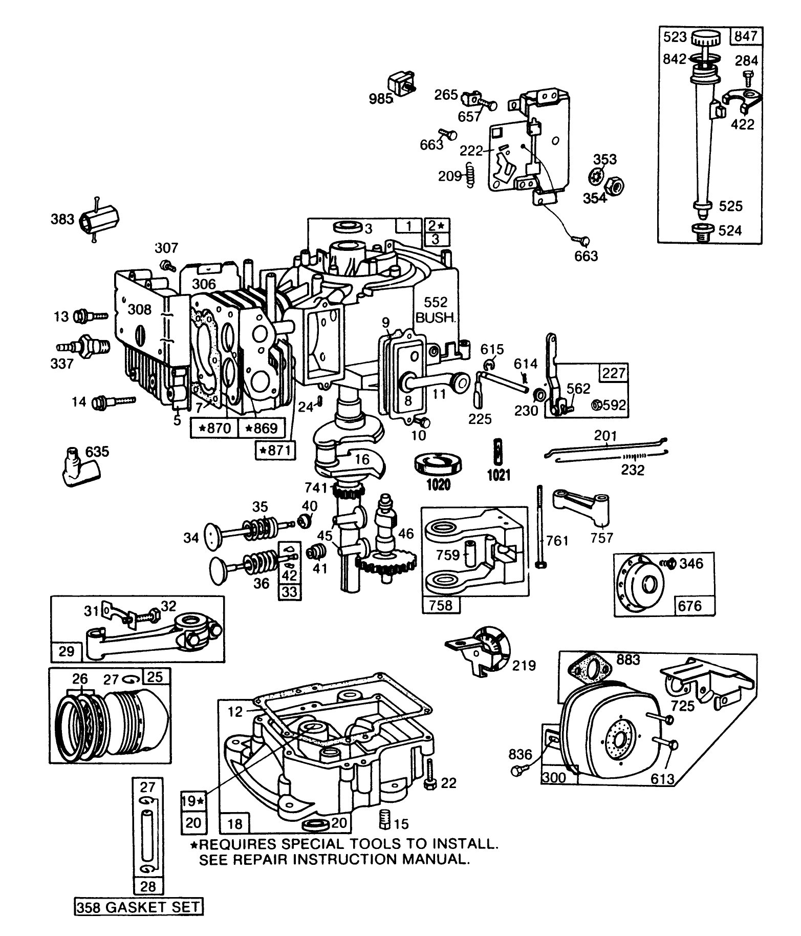 Engine Briggs & Stratton Model No. 193707-0152-01 8 H.p. Rear Engine Rider Electric Model 56150