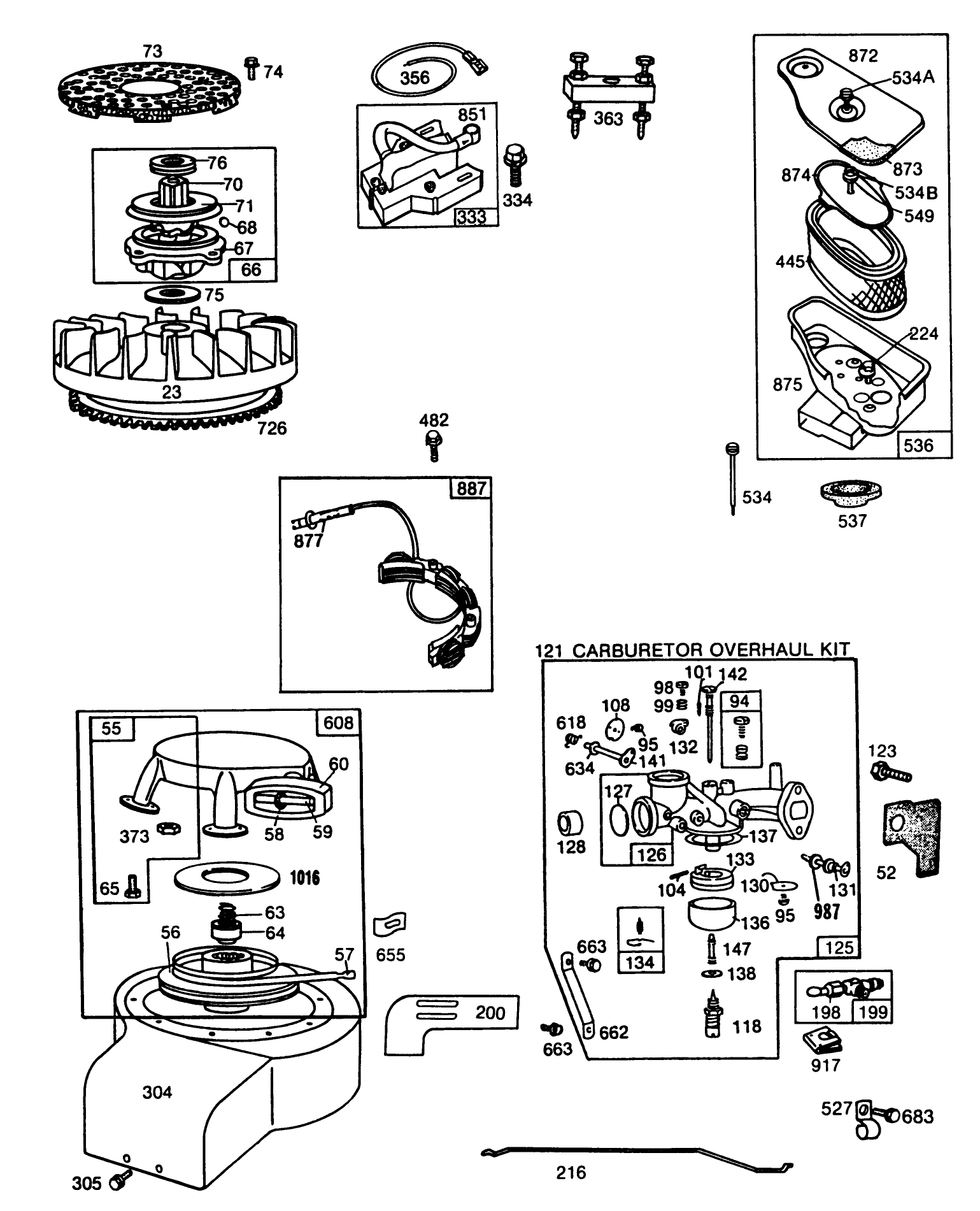 Engine Briggs & Stratton Model No. 193707-0152-01 8 H.p. Rear Engine Rider Electric Model 56150 (continued)