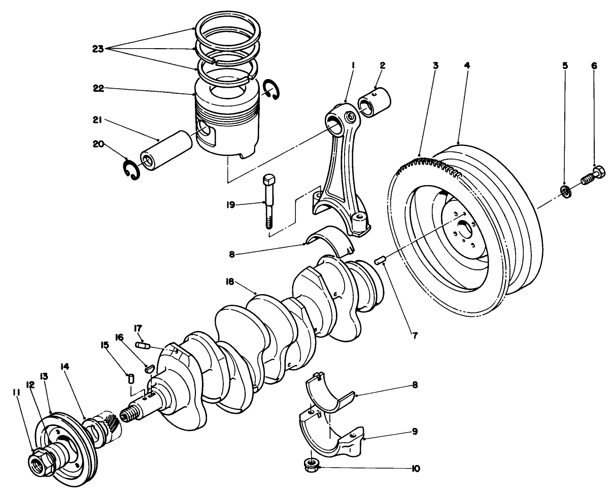 Piston, Connecting Rod, Crankshaft & Flywheel