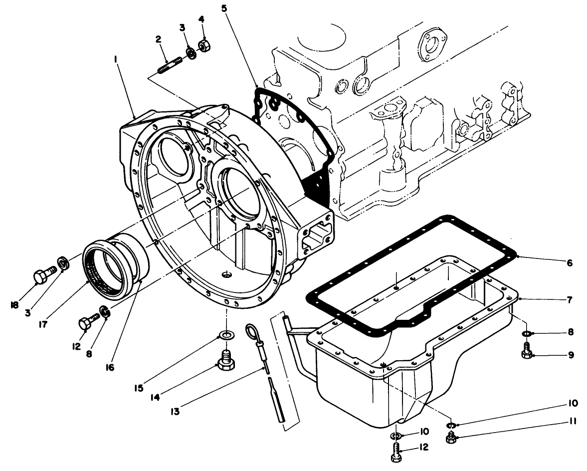 Flywheel Housing & Oil Pan Assembly