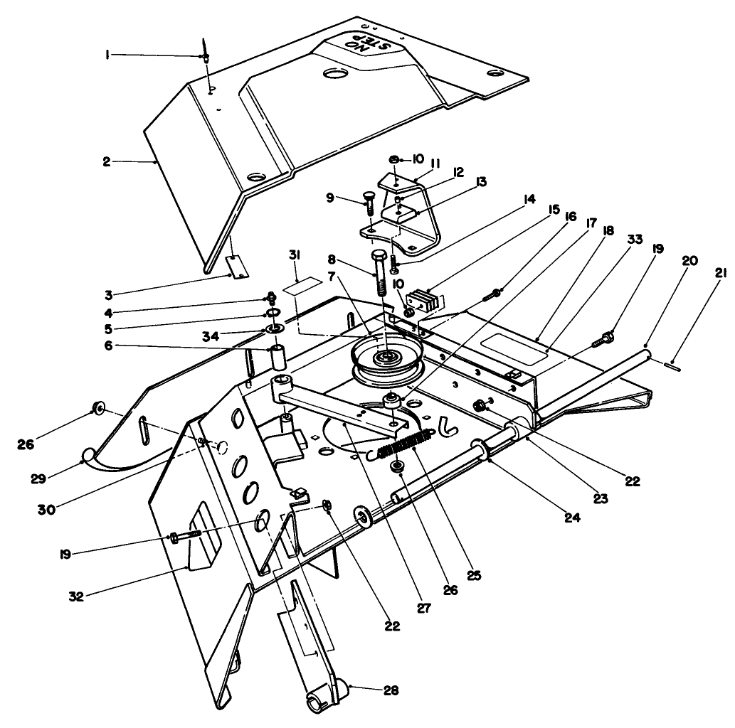 Center Deck Model No. 30592 Right Wing Assembly